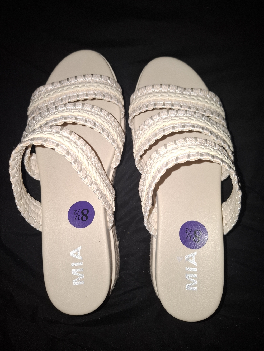 MIA Women's Cream Braided Slide Sandals